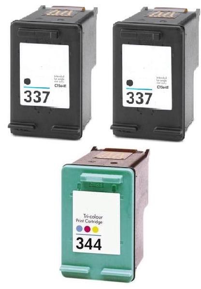 Remanufactured HP 337 Black and HP 344 Colour Ink Cartridges + EXTRA BLACK 